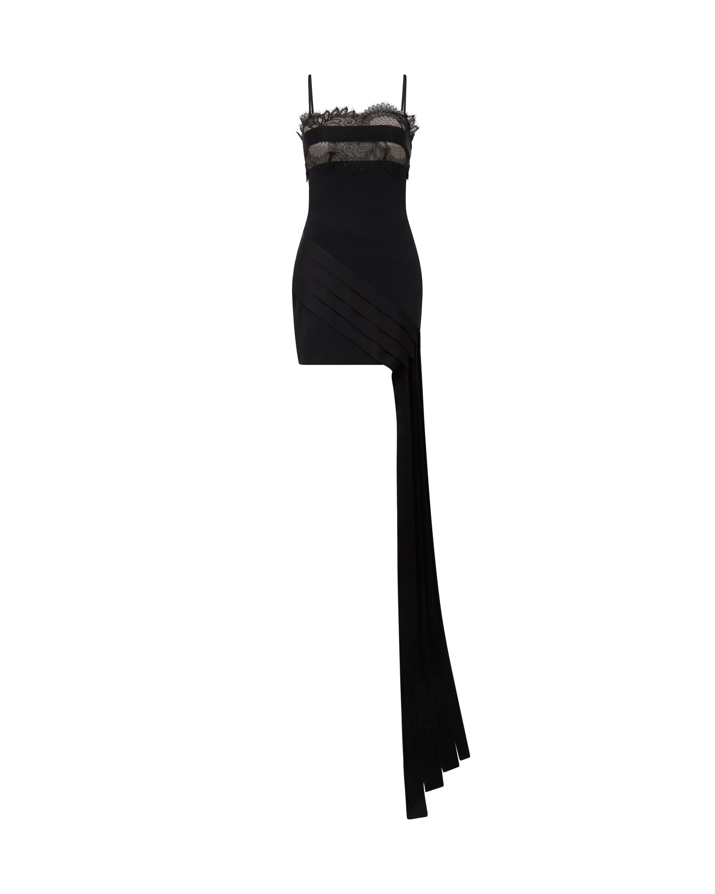 David Koma Lace Bra Detail And Pleat Hem Mini Dress