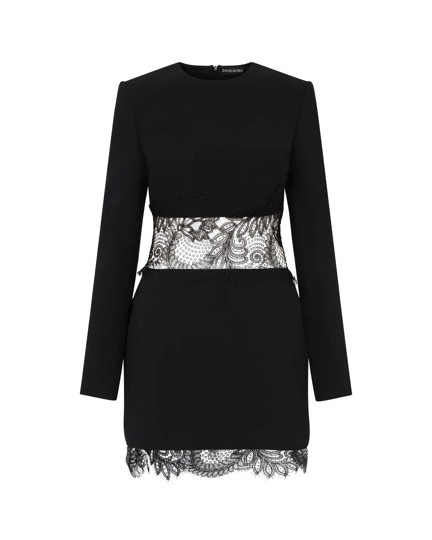 David Koma Lace Insert And Hem Mini Dress David Koma Lace Insert And Hem Mini Dress