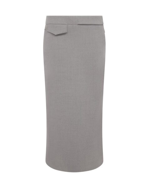 David Koma Pocket Detail Midi Skirt In Grey