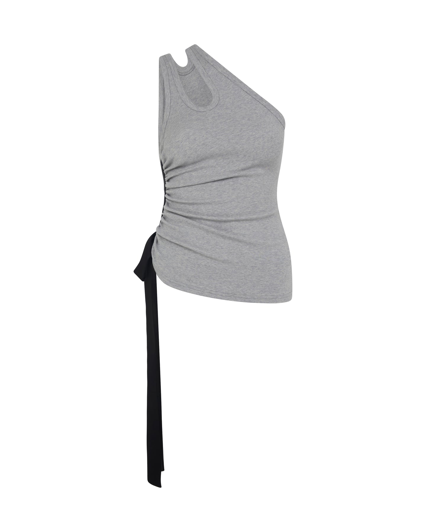 David Koma Ruched Side And Satin Bow Top In Grey
