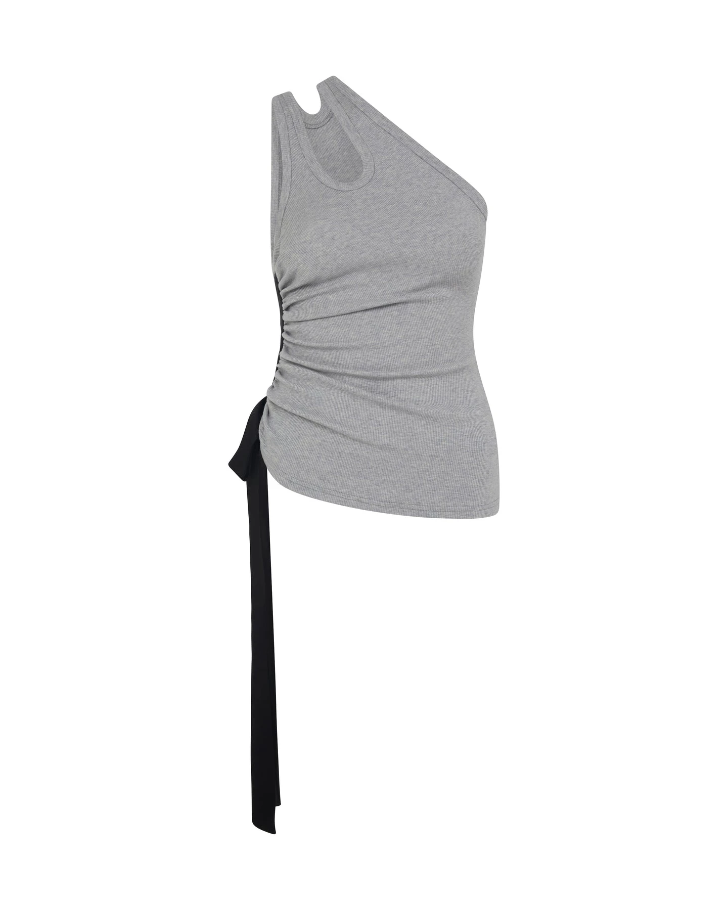 David Koma Ruched Side And Satin Bow Top In Grey David Koma Ruched Side And Satin Bow Top In Grey