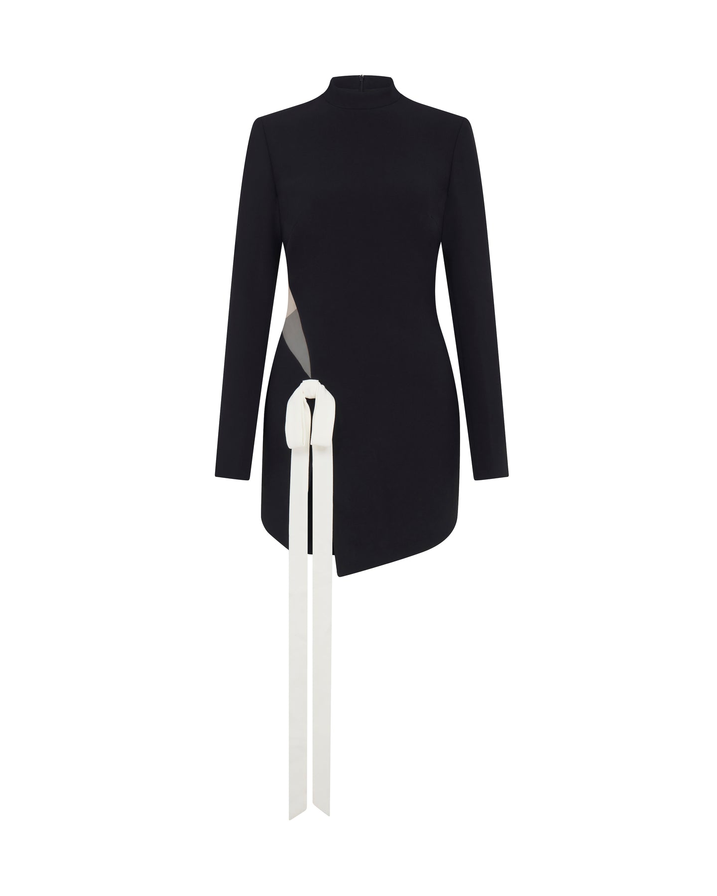David Koma Satin Bow And Long Sleeve Mini Dress