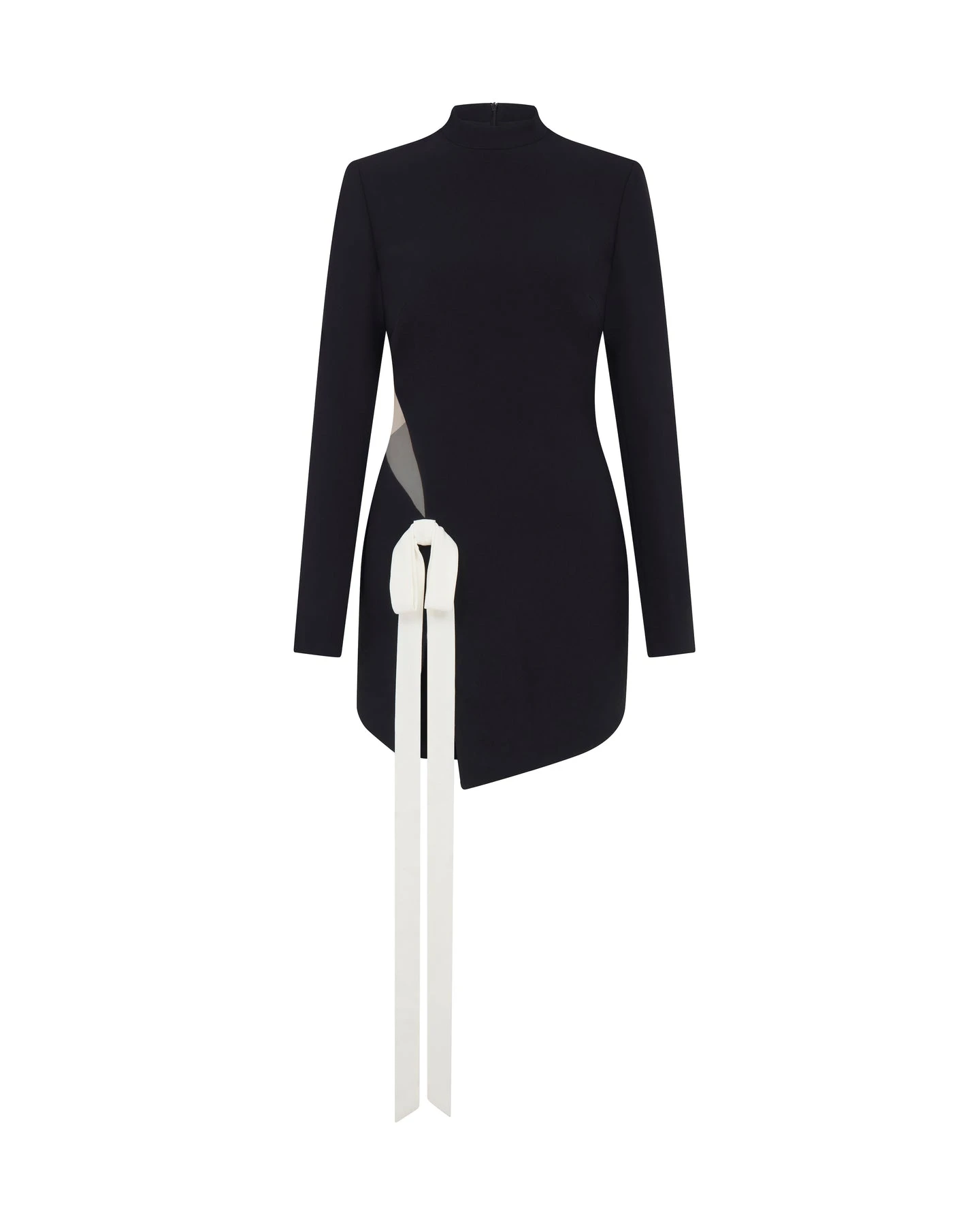 David Koma Satin Bow And Long Sleeve Mini Dress David Koma Satin Bow And Long Sleeve Mini Dress