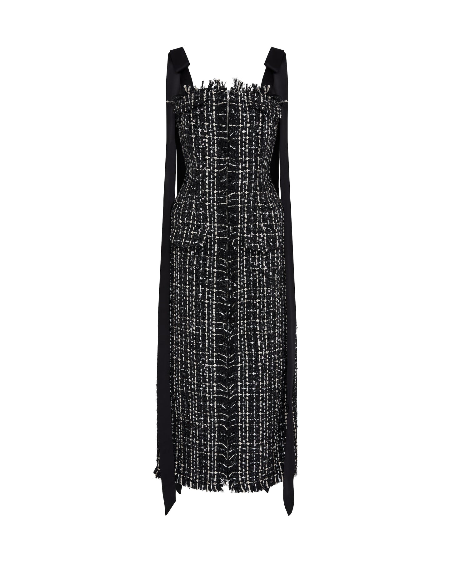 David Koma Satin Bow And Tweed Midi Dress