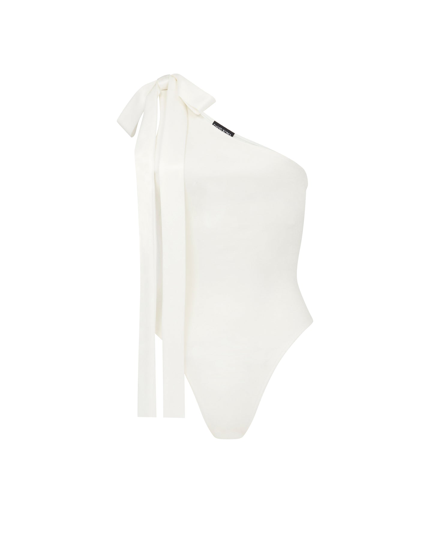 David Koma Satin Bow Bodysuit In White
