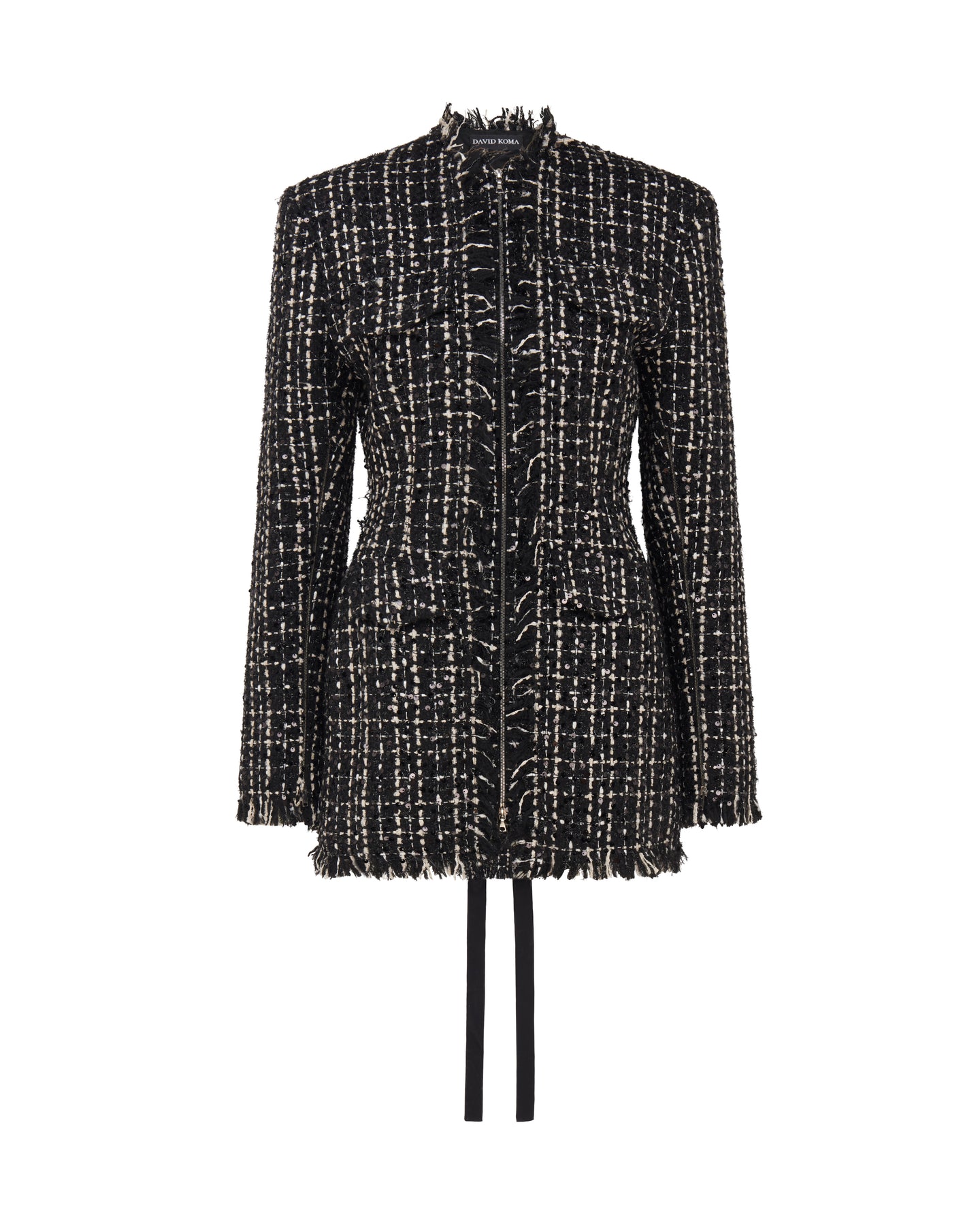 David Koma Tweed And Satin Bow Mini Dress