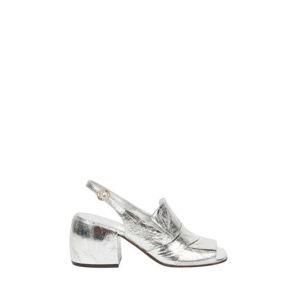 Metallic leather mules