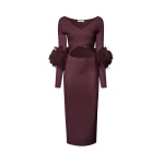 Matte Viscose Cross Front Dress With Feathers