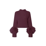 Merino Mock Neck Sweater With Feathers