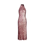 Sequin Halter Open Back Dress