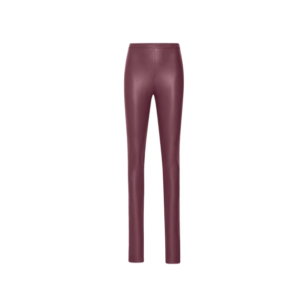 Stretch Faux Leather Split Hem Legging