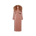 Vinyl Double Breasted Trench With Shearling Collar