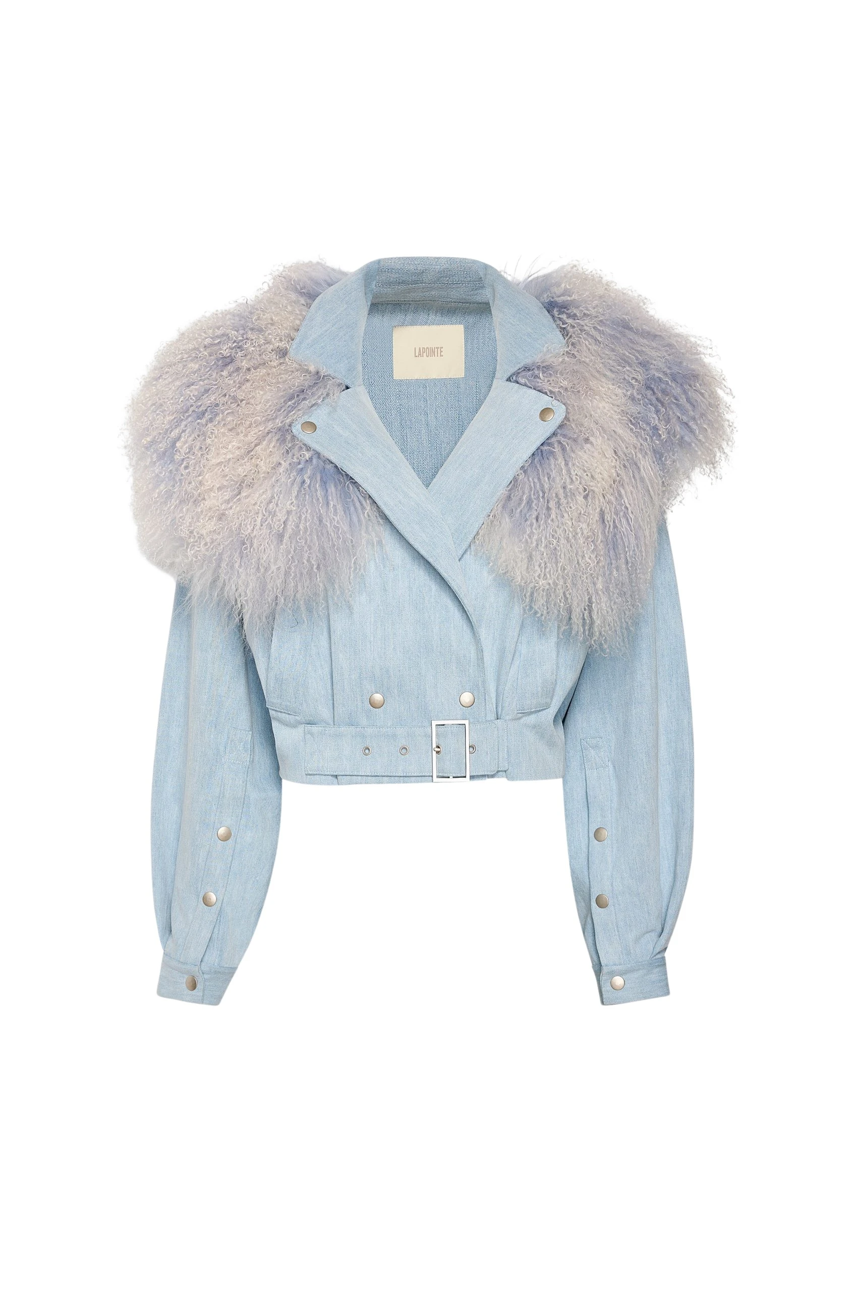 Lapointe-Washed-Denim-Biker-Jacket-With-Shearling-Collar-scaled21843_nobg Washed Denim Biker Jacket With Shearling Collar - Image 1