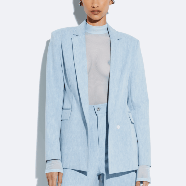 LaPointe Washed Denim Fitted Blazer, view 2