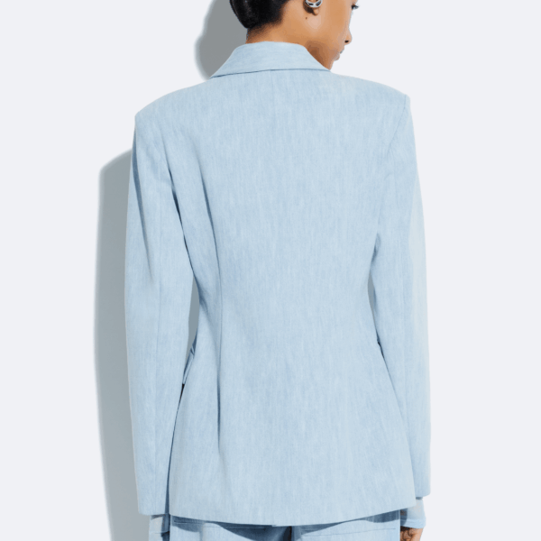 LaPointe Washed Denim Fitted Blazer, view 3