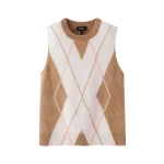 Brushed Cashmere Argyle Relaxed Sweater Vest