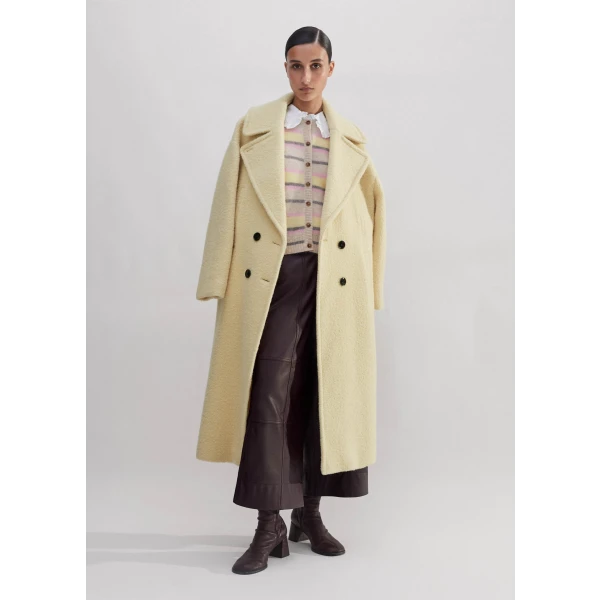 Brushed Cashmere Crew Neck Stripe Cardigan - Image 6