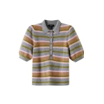 Brushed Cashmere Pouf Sleeve Collared Tee