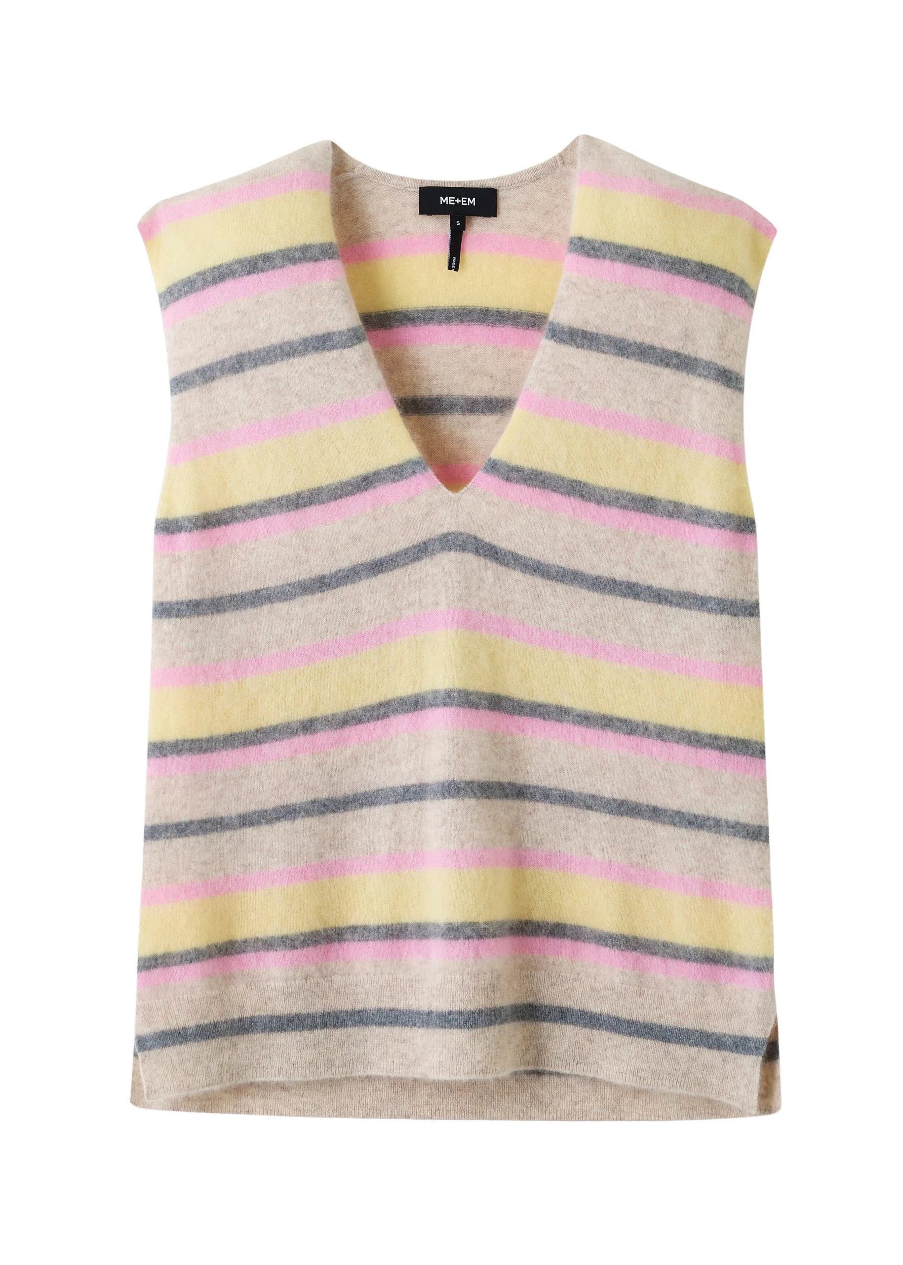 Me-and-Em-Brushed-Cashmere-Stripe-V-Neck-Sweater-Vest-scaled43905_nobg Brushed Cashmere Stripe V-Neck Sweater Vest - Image 1