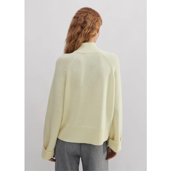 Cashmere Curved Hem High Neck Sweater - Image 5