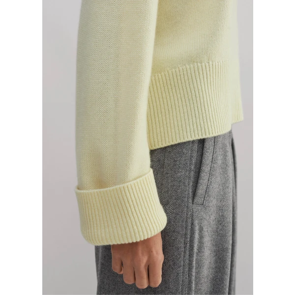 Cashmere Curved Hem High Neck Sweater - Image 6