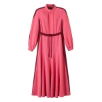 Color Block Drawstring Maxi Dress