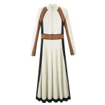 Contrast Panel Fit And Flare Maxi Dress