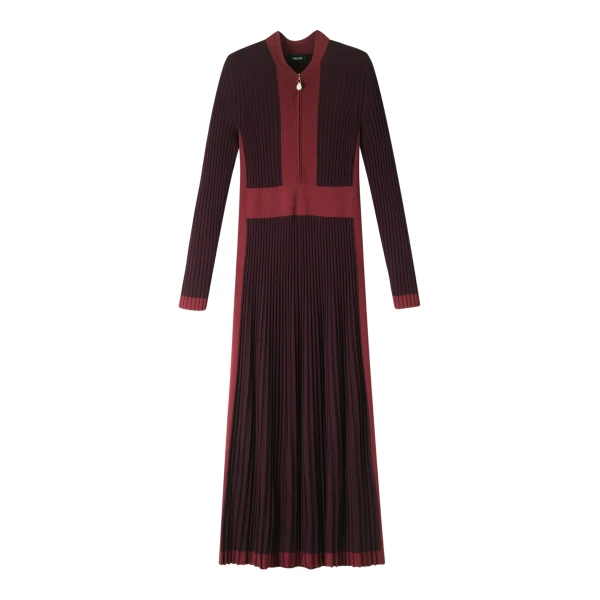 Contrast Panel Pearl Zip Maxi Dress