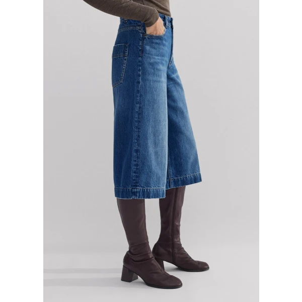 Crease Front Denim Culotte - Image 5