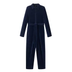 Fluid Cord Velour Jumpsuit + Belt