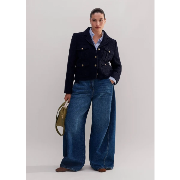 Italian Bouclé Military Crop Jacket - Image 5