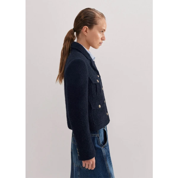 Italian Bouclé Military Crop Jacket - Image 6