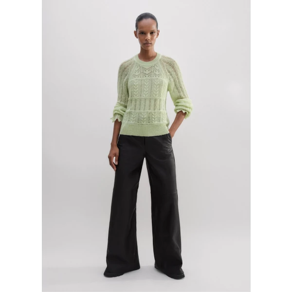 Lace Stitch Blouson Sleeve Sweater - Image 5