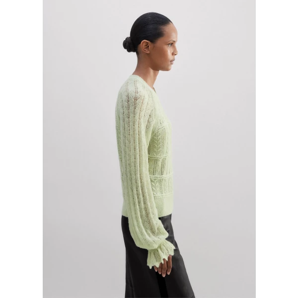 Lace Stitch Blouson Sleeve Sweater - Image 6