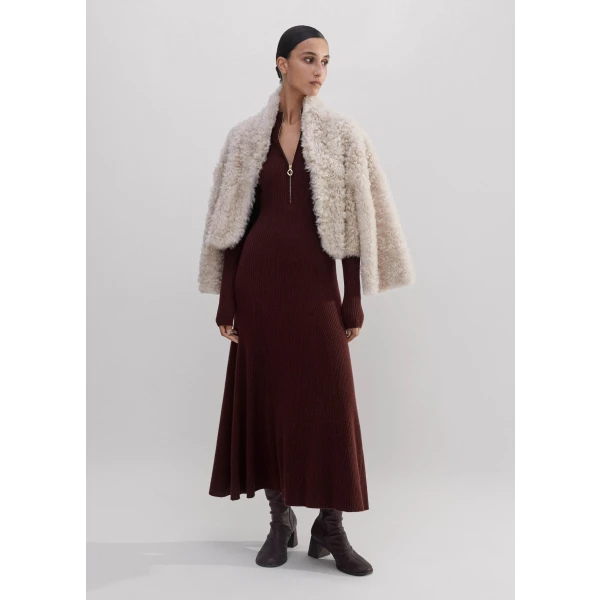 Merino Cashmere High Zip Neck Maxi Dress - Image 5