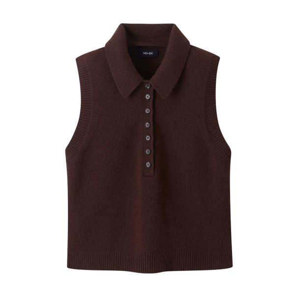 Merino Cashmere Layering Sweater Vest + Collar