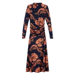 Midnight Floral Print Pleat Detail Dress