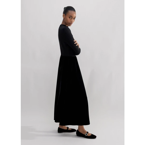 Mixed Media Long Sleeve Maxi Dress - Image 5