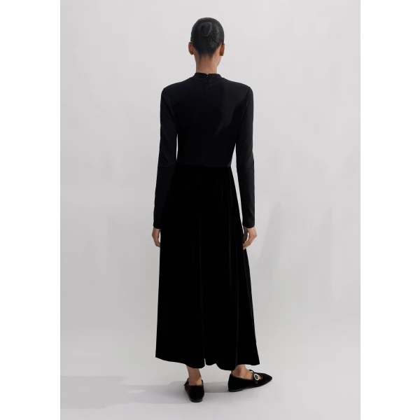 Mixed Media Long Sleeve Maxi Dress - Image 6