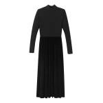 Mixed Media Long Sleeve Maxi Dress