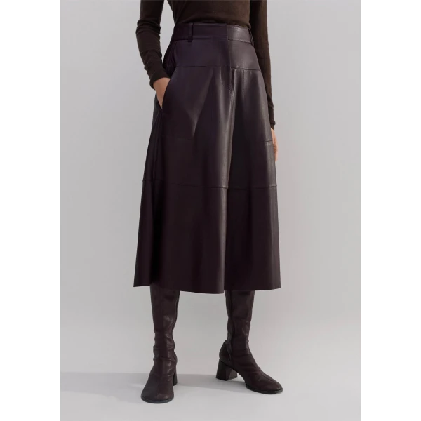 Panelled Leather Midi Skirt - Image 5