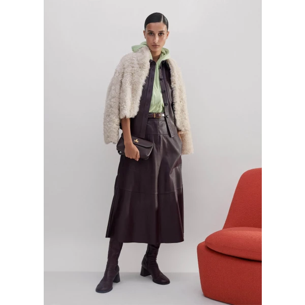 Panelled Leather Midi Skirt - Image 6