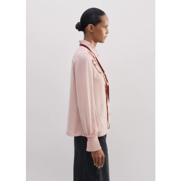 Pleat Blouse + Velvet Tie - Image 5