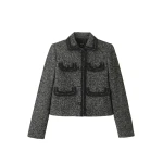 Salt And Pepper Fringe Tweed Jacket