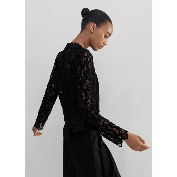 Sheer Lace High Neck Blouse + Cami - Image 5
