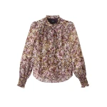 Silk Cotton Hand-Painted Floral Print Blouse