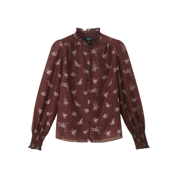 Silk Cotton Scattered Floral Print Blouse