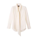 Silk Oversized Button Blouse + Tie