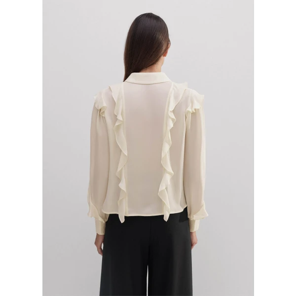 Silk Ruffle Crop Blouse - Image 5