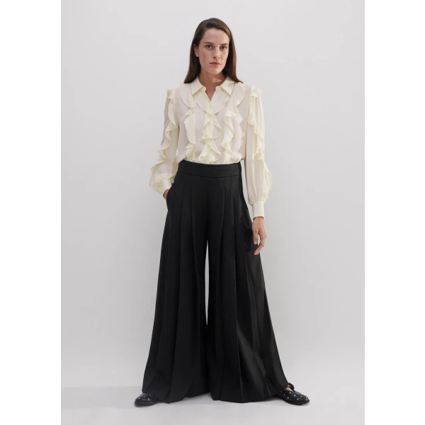 Silk Ruffle Crop Blouse - Image 6
